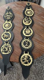 Horse Brasses on leather Strap Bundle x 2 Vintage