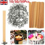 10-50X Wooden Wicks Kit - Natural Crackling Wood Wicks for DIY Candle Making UK