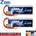 2x Zeee 22.2V 6S Lipo Battery XT90 6000mah 50C Soft Case For RC Car Airplane UAV