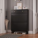 Large Shoe Storage Cabinet with 2 Flip Drawers Freestanding Hallway Organizer