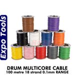 100m DRUM MULTICORE CABLE Layout wire 18/1.0mm Range of Colours