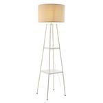 Floor Lamp 2 Tier Storage Display Shelves White Modern Bedroom Living Room