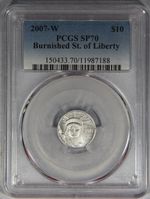 2007-W $10 Burnished Platinum American Eagle Statue of Liberty 1/10 oz PCGS SP70