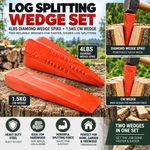 Log Splitting Wedge Set 4LBS Diamond Spike + 1.5kg CW Steel Wedge Firewood Tools