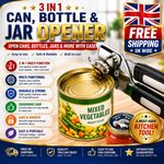 3-In-1 Heavy Duty Stainless Steel Tin Can Opener Easy Comfy Handle Grip Kitchen