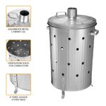 90L GALVANIZED INCINERATOR PAPER LEAF WOOD WASTE BURNER GARDEN RUBBISH FIRE BIN 