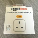 AmazonBasics Wi-Fi Smart Plug UK, Alexa, App/Remote, White Indoor 1-Pack