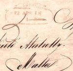 IONIAN ISLANDS British Admin (GREECE) Cover *CORFU* 1848 Malta SHIPS KT2
