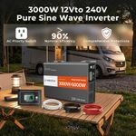 3000W 6000W(Peak) Pure Sine Wave Inverter 12V to 240V Converter With Remote
