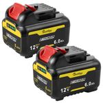 2x 10.8V 12V 6.0Ah Battery for Dewalt DCB120 DCB121 DCB123 DCB125 DCD710 DCF813 
