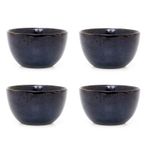 Set of Blue Reactive Glaze Stoneware Bowls Cereal & Pasta Serving Bowls - 660ml