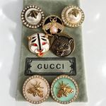 7 GUCCI Bee Tiger GG Buttons Mixed Set 5mm Gold Tone Rhinestones Pearl Effect