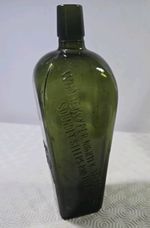 vintage 1920s De Kuyper Glass Gin Bottle 'Soundly Sleeps & Fit Awakes Squareface