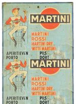 1950s Martini Advertising Drinks Sign Jockey Leon - Vintage Man Cave / Bar Sign