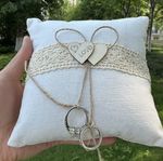 Rustic Wedding Ring Pillow Lace Ring Bearer Pillow Vintage Heart Love Cushion 