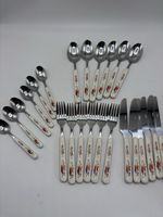 Full Set “Fresh Fruit” Cutlery For 6 People Knives Forks Spoons Teaspoons
