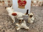 Vtg Miniature Siamese Cat Family Fine Bone China Figurines Original Box