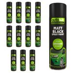 AutoTek Matt Black Multi-Purpose Aerosol Spray Paint 500ml x12