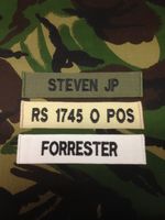 OFFICIAL MILITARY WEBBING NAME TAPE OR ZAP BADGE DETAILS Hook Backed.
