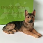 German Shepherd laying figurine sculpture ornament Alsatian Dog lover gift boxed