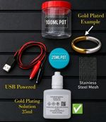 Gold Solution 25ml ✅  & Electroplating Setup For Gold  Plating .USB Powered ✅ !
