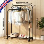  Heavy Duty Metal Double Rail Clothes Garment Hanging Rack Shelf Display Stand