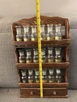 Vintage 3-Tier Gail Craft Wooden Spice Rack With Glass Bottles