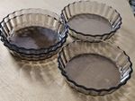 4 x Arcopal Smoked Glass Small Tart Mini Flan Dishes FREE P&P 