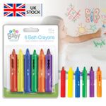 6 Baby Bath Crayons Washable Safe Non-Toxic Colourful Creative Fun Colours
