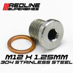 M12 x 1.25mm Oxygen o2 Lambda Sensor blanking Plug Cap Stainless Steel