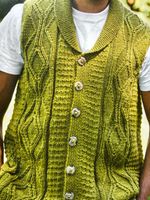 MEN'S FABULOUS KNITTED GILET - 36-54ins - KNITTING PATTERN (Original) ARAN WOOL