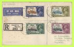 Malta 1935 KGV Silver Jubilee set on registered airmail Cover