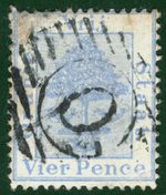 South Africa OFS QV Stamp 4d Used SCARCE *0* BARRED NUMERAL {samwells}YELLOW337