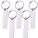 5 Pcs Key Ring Keychain Blank Keychains Bulk Stainless Steel Tags