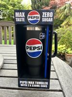 Pepsi Max Steel Tumbler Cup 1200ml capacity with 2 x 330ml Cans | NEW 