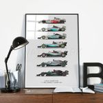 LEWIS HAMILTON PRINT POSTER GIFT FRAMED ARTWORK WORLD CHAMPIONSHIP CARS MERCEDES