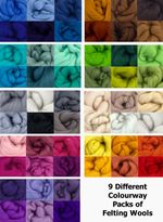 Merino Felting Wool.  Needle Felting | Wet Felting ! Colour Packs of 6-min 36gms