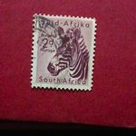 South Africa 2d Zebra Postage Stamp Used Grey/Black Animals Elizabeth II