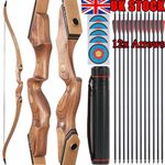 60'' Takedown Recurve Bow 30-50lbs Wooden Hunting Bow Adult Archery Target RH