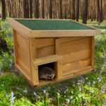 Hedgehog House & Hibernation Shelter Wood Predator Proof Solid Feeding Station