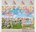 Easter Bunny Rabbit vinyl Reusable Backdrop/Background Multicoloured 7x5ft