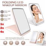 Rechargeable Makeup Mirror LED Light Touch Dimmable Travel Vanity Make up Mirror