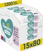 Pampers Sensitive Baby Wipes Multipack 1200 Count(15 x 80) AND 180 COUNT 3X60