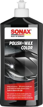 SONAX Polish+Wax Color Black (500 ml) - Smoothens out fine unevennesses, polish