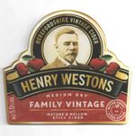 Beer Pump Clip Badge Front HENRY WESTONS Herefordshire FAMILY VINTAGE Cider 5.0%