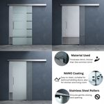 Durovin Interior Sliding Glass Door Kit 8mm Panel Track Round Handle Heavy Duty