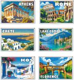 Various Greece & Italy Fun Jumbo Fridge Magnet - Holiday Souvenir Gift