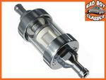 Short Chrome & Glass Fuel Petrol Inline Filter 1/4" 6mm Motorcycle / Scooter