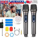 2PCS Wireless VHF Professional Microphone Handheld Mic System Karaoke w/Receiver