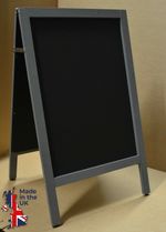 SANDWICH PAVEMENT A-BOARD WITH SILVER BIRCH FRAME AND BLACKBOARD FOR CHALK PENS